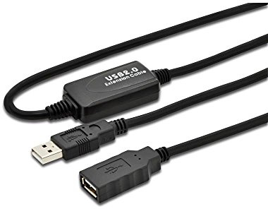 DIGITUS Cavo di prolunga USB 2.0 attivo - 10 m - Da spina USB-A a presa - Plug & Play - Fino a 480 Mbit/s - Nero