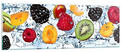 Quadro su Vetro Acqua frutta fresco cibo Stampe da Parete in Vetro 90x30cm Quadri Moderni Soggiorno Camera da Letto Cucina 1 pezzo Piccoli Decorazione Murale Wall Art Grafica Immagini GAB90x30-2675