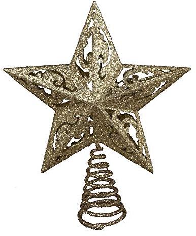 Kurt Adler H9100 8-Inch Gold Glittered 5 Point Star Treetop