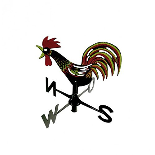 Xclou Windspiel Wetterhahn, mit Windrichtungsanzeige, für Balkon und Garten, hochwertiger Kunstoff, ca. 31 x 7 x 45, gelb, schwarz, rot