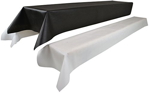 Sensalux Bierzeltgarnitur 1 Tischdecke (1,18 x 2,5m, SCHWARZ) und Zwei weiße Bankauflage (0,55 x 2,5m) aus stoffähnlichem Vlies, Standard 100 by Oeko-TEX, Party, Hochzeit
