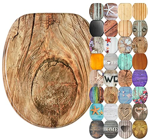 Sanilo Abattant WC avec frein de chute, Grande sélection de lunettes de toilette en bois, Finition de haute qualité (Rustique)