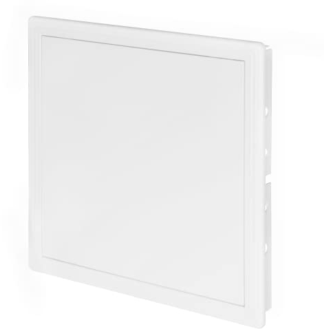 Awenta Puerta de Acceso Plástico 300x300 mm - Placa de Cubierta Blanca para Trampilla de Apertura - Cerradura de Puerta Abatible - Perno de Puerta - Puerta Extraíble - Acabado Liso Pintable