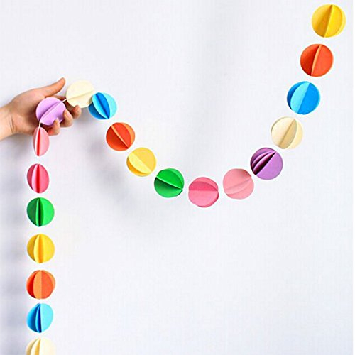 Oblique Unique Deckenhänger 3D Girlande Bunt - hängende Papiergirlande Banner Deko - Motiv wählbar (Rund Bunt)