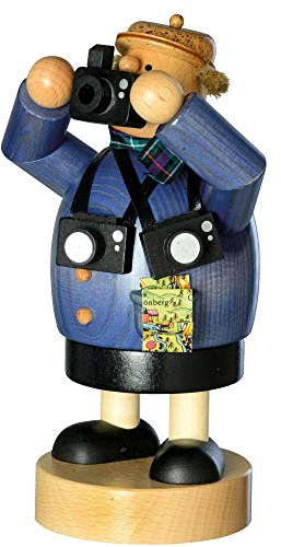 KWO Smoking Man Figurine, Photographer, 20 cm, Wood, Multicolour, One Size
