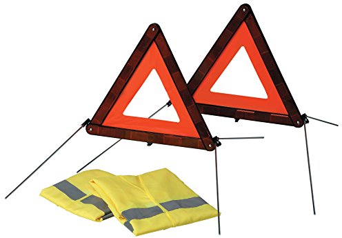 SUMEX 2707125 Carplus - Set 2 Triangoli Emergenza + 2 Gilet Ad Alta Visibilita' Omologati