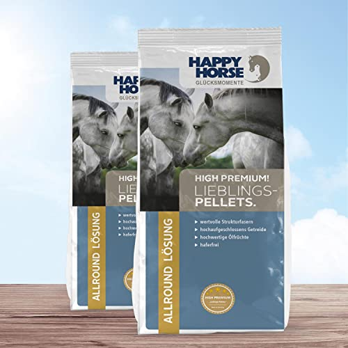 HAPPY HORSE Liebling Pellets 2 x 14kg Pferdefutter Pellets haferfrei - Vollwertiges Kraftfutter aus wertvollen Strukturfasern und hochwertigen Ölfrüchten