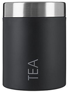 Premier Housewares - Bote para Guardar te, Acero Inoxidable esmaltado, Color Negro