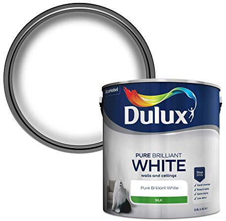 Dulux Silk Emulsion Paint For Walls And Ceilings - Pure Brilliant White 2.5 Litres