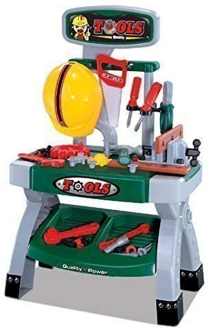 Childrens Toy Work Bench Builders Hat & Tools DIY 45 Piece Role Play Set