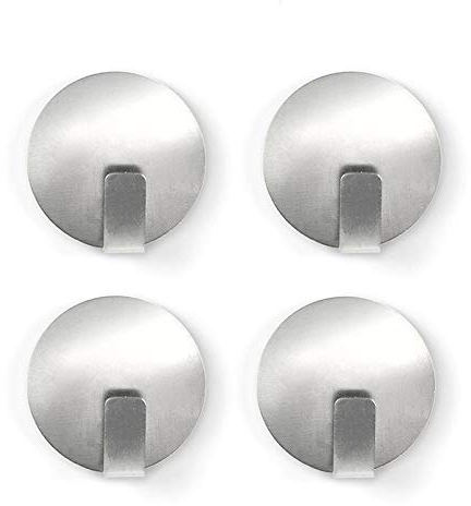 4 x Farbige Magnethaken Antirutsch Solid Magnete mit Haken - Bunte Anti-Slip Hakenmagnete - 4 Stück - Haftkraft 2,6kg - starker Magnet für Schlüssel Küchengeräte Accessoires Kleidung, Farbe:Edelstahl