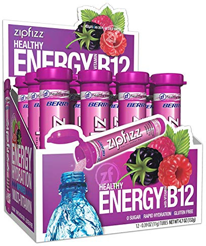 Zipfizz Energy Drink Powder, 12 Pack Electrolyte Mix with B12 - Berry