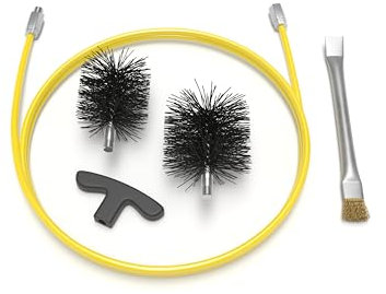 HANSA Kit di pulizia per stufa a pellet e camino, prolunga 3 metri, 2 spazzole in nylon, spazzola multiuso e manico