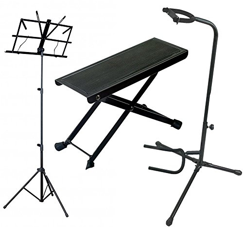 Zoundhouse Einsteiger-Bundle (33: Fußbank + Notenständer + Gitarrenständer/schwarz)