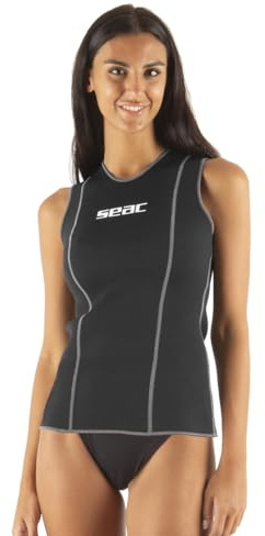 SEAC Short Vest Lady Sottomuta a Canotta in Morbido Neoprene da 2,5 mm Donna Nero XS