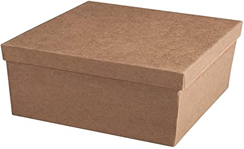 Rayher Scatola di cartapesta, quadrata, 15,5 x 15,5 x 10,5 cm, scatola con coperchio, certificata FSC per decorare e decorare 71754000