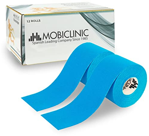 Mobiclinic®, Confezione da 12 rotoli di kinesiotape, Benda elastica autoadesiva, 5m x 5cm, Tape sportivo, Alleviamento del dolore muscolare, Bendaggio kinesiologico, Nastro