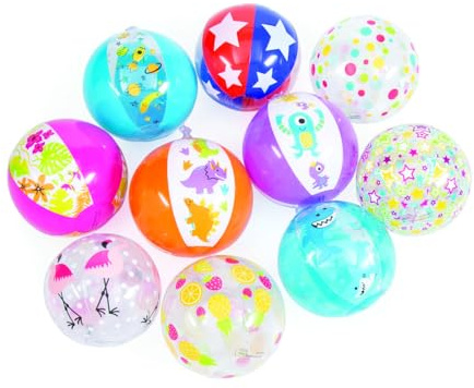 Fun Express Mini Beach Balls Bulk Set 50 Pack - 5 Inch Inflatable Pool Toys for Kids Ages 4-8 | Colorful Beach Games for Pool Party Decorations, Summer Birthday Favors & Outdoor Water Play Activities