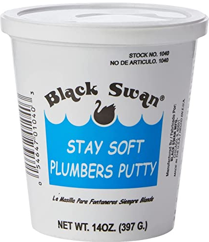 Black Swan PUT1P2 Stay Soft Plumbers Putty, Grey, 14oz x 2 Pack