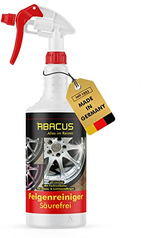 ABACUS® Felgenreiniger Säurefrei für Chrom- & Leichtmetall-Felgen, schonend & kraftvollen Felgenreiniger, Felgenreiniger ohne Säure, Reiniger Felge mit Farbumschlag – Felgenreiniger Säurefrei 750 ml