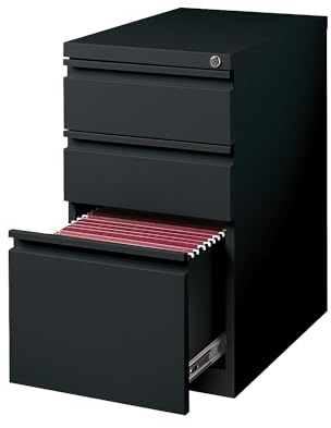 STAPLES 3-Drawer Vertical File Cabinet, Letter Size Documents, Lockable, 19.88 D x 15 W x 27.75 H, Black