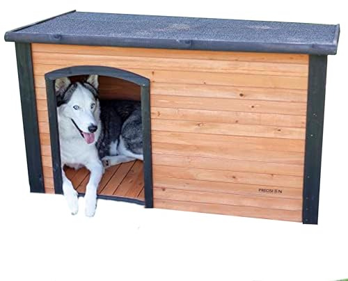 PRECISION PET PRODUCTS Extreme Outback Log Cabin Dog House, Large, Natural Wood (7027013)