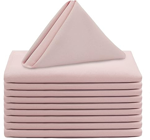 Your Chair Covers - 10 Pack 20 Inch Blush Cloth Polyester Napkins – Washable Dinner Fabric Napkins with Hemmed Edges for Weddings, Restaurants & Special Events