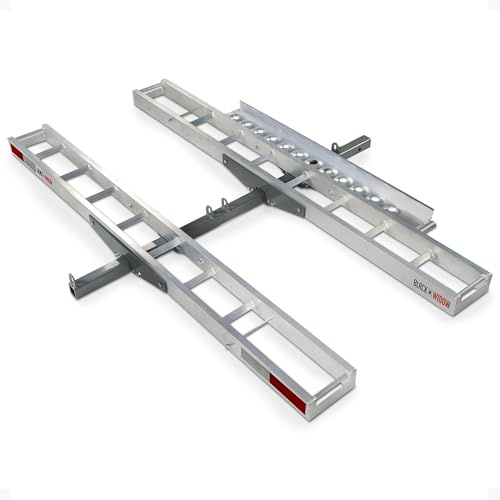 Black Widow Double Motorcycle Bike Hitch Carrier, Loading Ramp, 600 lb Cap