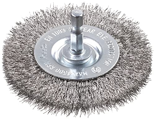 kwb SCHEIBEN-BÜRSTE aus Edelstahl-Draht - Ø 75 mm für Metall und Stein - Drahtbürste für Bohr-Maschine inkl. E6.3 Sechskant-Schaft