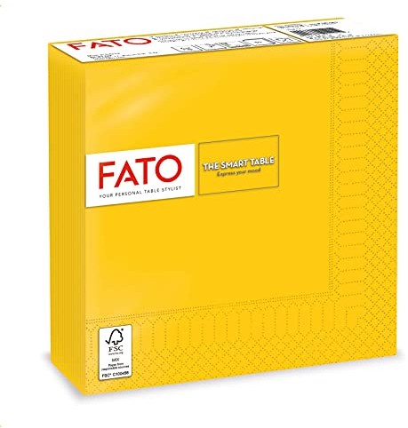 FATO Paper Napkins 2 Ply Yellow, 50 Pieces, 33 x 33 cm