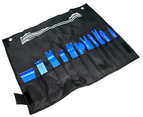 A-PRS11 - Juego de herramientas para molduras de plástico, 11 piezas, palancas de plástico, clips de plástico, cuñas de espejo retrovisor, palancas ranuradas, herramientas de liberación de juntas de