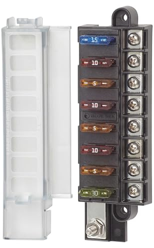 Blue Sea Systems 5046 ST Blade Fuse Block Compact 8 Circuit with Cover