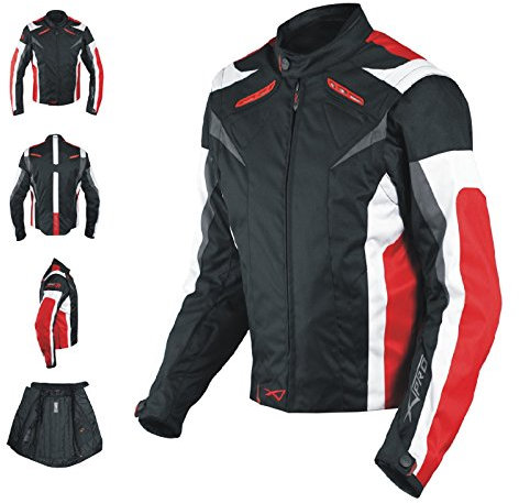 A-Pro Giacca Lady Donna Tessuto Cordura Moto Protezione Manica Staccabile Rosso XXL