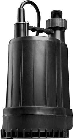 Red Lion RL-MP25 115 Volt, 1/4 HP, 2200 GPH Manual Thermoplastic Submersible Utility Pump, 8-Ft. Cord, Black, 14942732