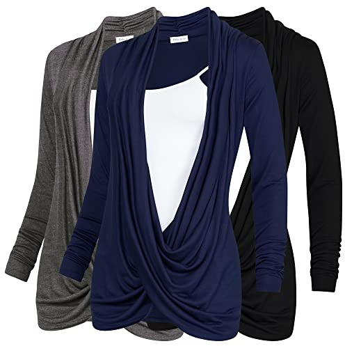 Free to Live Cardigan da donna per allattamento, con maniche lunghe, nero, antracite e blu navy, XL