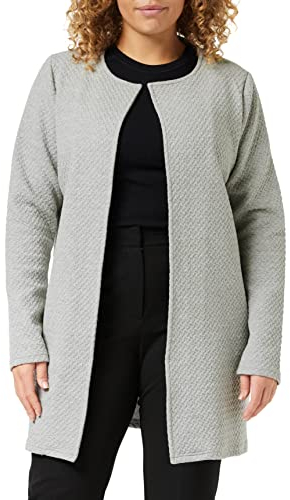 Vila Clothes Damen Blazer VINAJA New Long Jacket - NOOS 14038000, Einfarbig, Gr. 36 (Herstellergröße: S), Grau (Light Grey Melange)