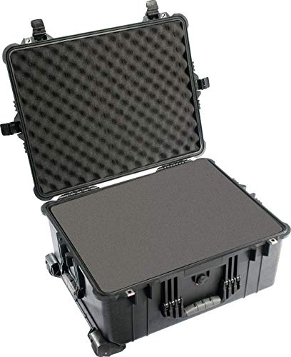 PELI 1610 Large Protective Case With Wheels, IP67 Watertight and Dustproof, 119L Capacity, Made in Germany, With Customisable Foam Inlay, Black