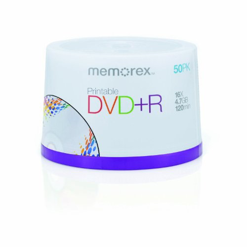 Memorex M00573 Premium Printable DVD+R Rohling 4.7GB 16x Speed (50 Stück) in Cakebox bedruckbar