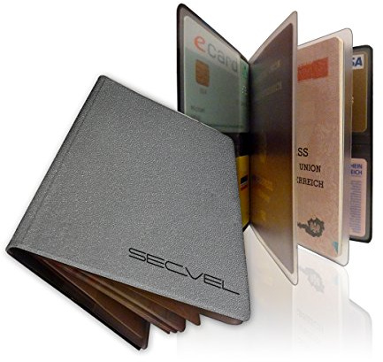 Protège-passeport breveté | RFID NFC et bloqueur de champ magnétique | Housse de protection pour passeport, carte d'identité, carte de crédit, carte de débit | Protecteur de carte et organisateur | Protection des données à 100 % vérifiée par CTC/advanced (membre du groupe RW TÜV) | Gris