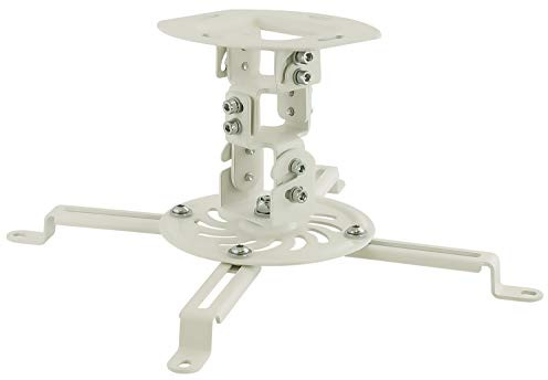 Mount-It! Low Profile Projector Ceiling Mount [30 lbs Capacity] Universal Bracket | 360 Full Motion Rotation with 30 Degree Tilt and Roll | 6 Inches High (White | Short)