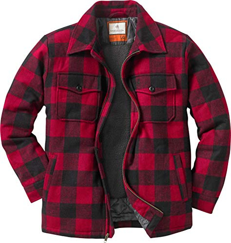Legendary Whitetails Size Tough as Buck Outdoorsman Wool Coat for Men, Winter Outerwear Jacket, Berber and Quilted Lined Insulated Work Clothing, Buffalo Plaid, X-Large Tall