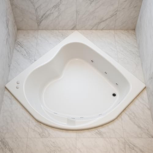 Carver Tubs - SKC5555 - Modern Acrylic Whirlpool Tub Water Massage Two Person Jetted Bathtub, w/ 6 Jet - White Drop In Bathtub Triangular Corner Tub - Deep Relaxing Soak - 55L x 55W x 18.5H