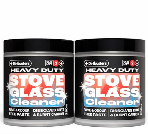 Dirtbusters Stove Glass Cleaner, Powerful Pro Cleaning Paste For All Log Burner, Stove & Fireplace Window & Glass (2x250g)