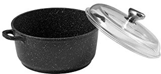 Pradel Excellence - 52399M - Faitout 24 cm Façon Pierre en Fonte Aluminium, tous Feux dont Induction, Ancien Manche