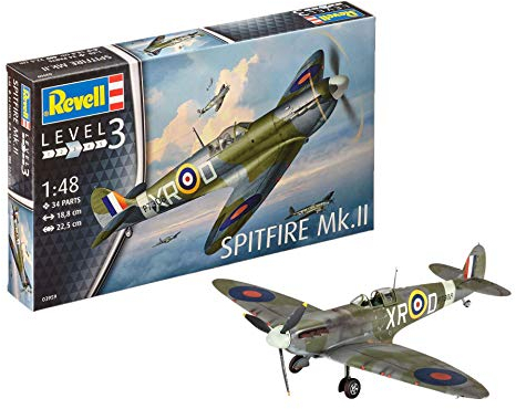 Revell 03959 Supermarine Mk.IIa 10 leksaker modellbyggsats Spitfire Mk.II i skala 1:48, nivå 3, nej