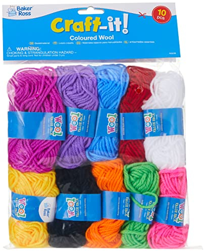 Baker Ross AG238 Buntes Garn zum Stricken, Häkeln und Verzieren (10 Knäuel), Sortiert