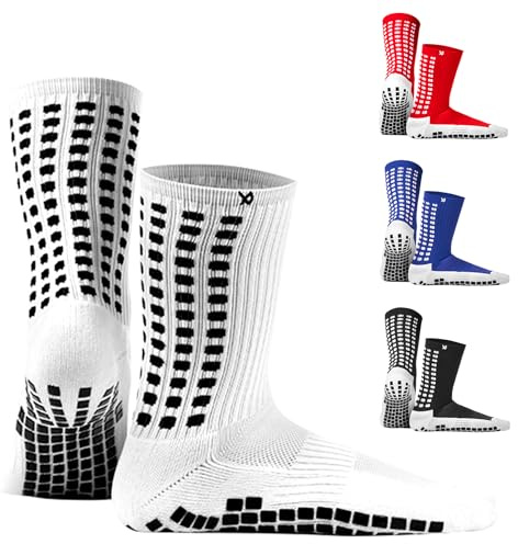 LUX SPORTS Football Grip Socks - One Size, White - Non-Slip Traction & Grip Socks Football - Moisture-Wicking Comfort & Sports Traction - Reinforced Padding & Grippy Anti-Blister Liner