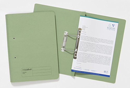 Exacompta - Ref 346-GRNZ - Guildhall - Document Spiral Files, 285gsm Medium Weight Spring Manilla, 355x250mm, Metal Spring Mechanism, Blue Angel Certified - Green, Pack of 25
