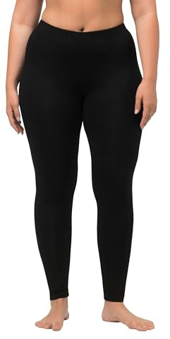Ulla Popken Damen Leggings, Wadenlang, Schmales Bein, Elastikbund, Schwarz, 58W / 60L EU