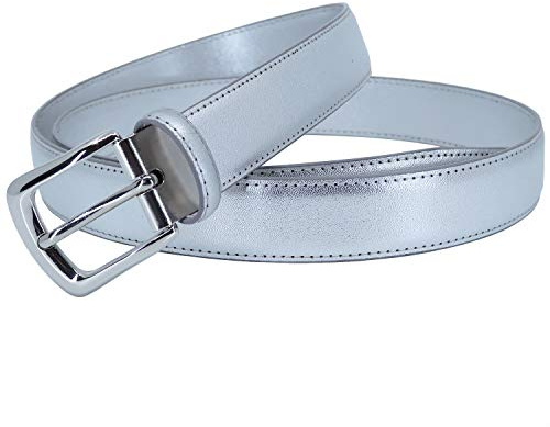 YEHMAN Ceinture classique 3 cm en croûte de cuir de vachette ajustable boucle argenté à ardillon 120 cm